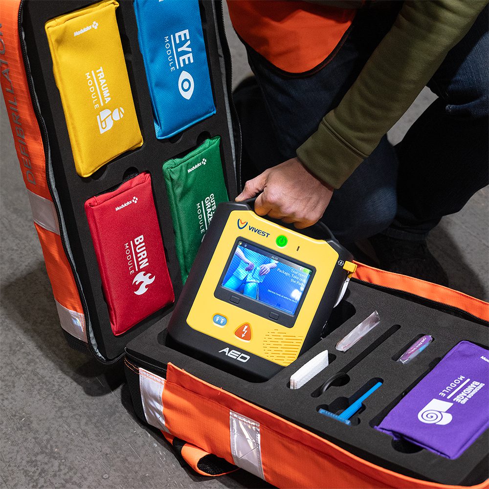 Modulator Emergency Response Backpack with ViVest PowerBeat X3 AED