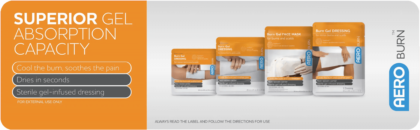 AeroBurn™ product range of effective burns gel treatments