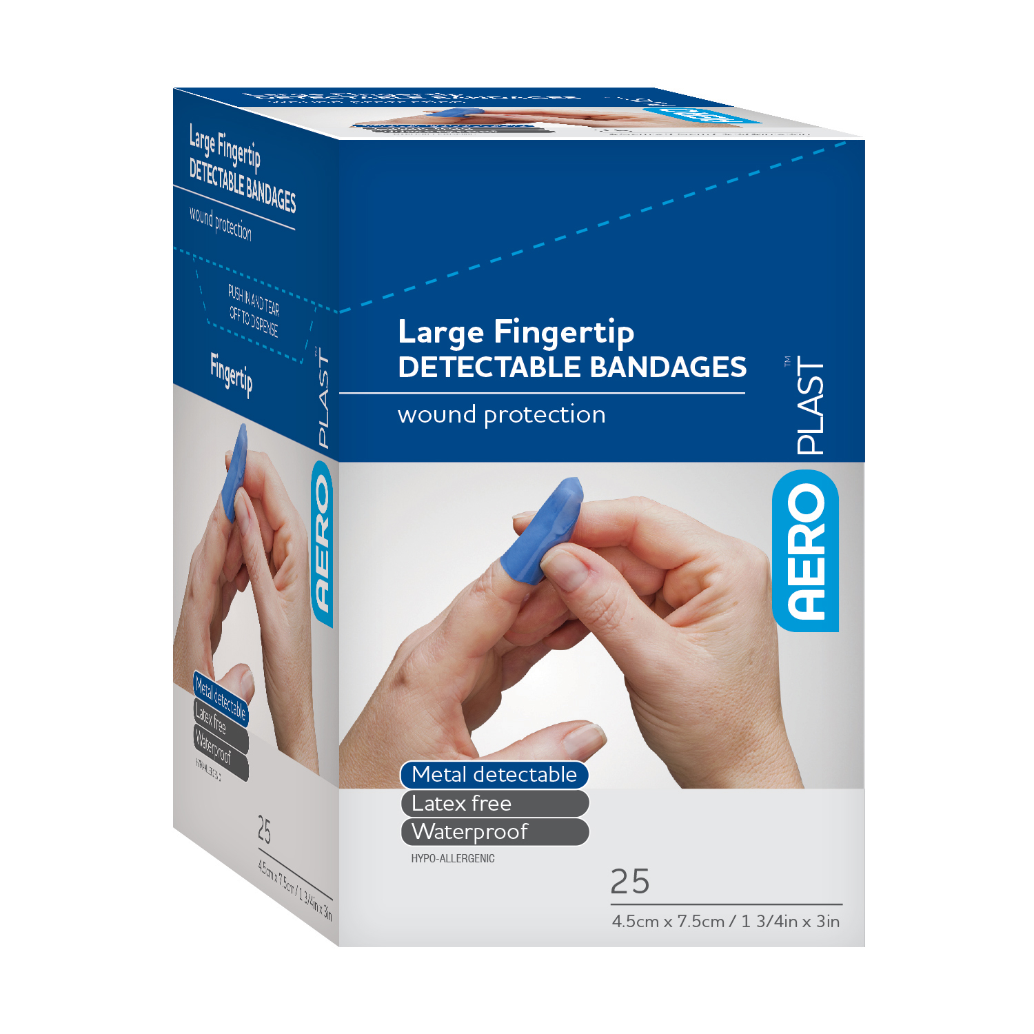 AeroPlast™ Detectable Large Fingertip Bandages 25/box #AD1002US