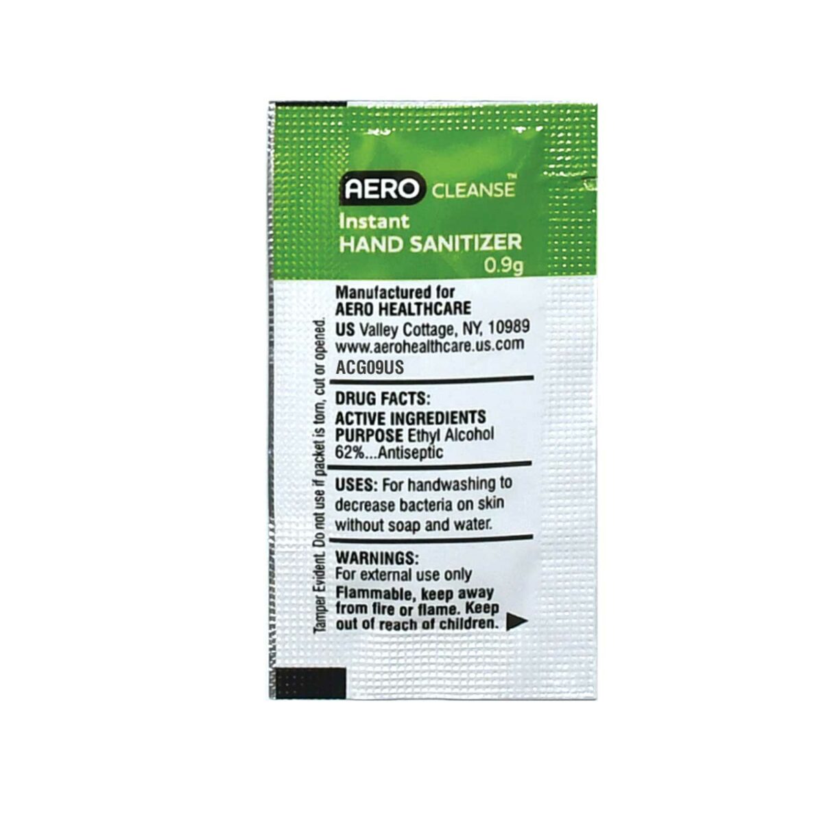 AeroCleanse™ Hand Sanitizer 0.9 gram (5pk) #SSACG05 | Aero