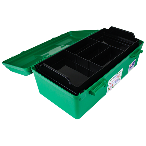 Green Plastic Cases with Liftout Tray Medium interior