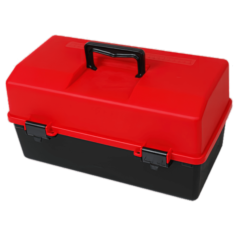 AEROCASE Red and Black Plastic Tacklebox 2 Tray Cantilever 16 x 33 x 19cm>
