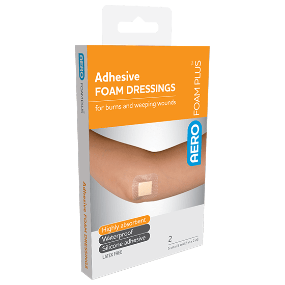 AEROFOAM PLUS Adhesive Foam Dressings 5 x 5cm Box/2 Aero Healthcare