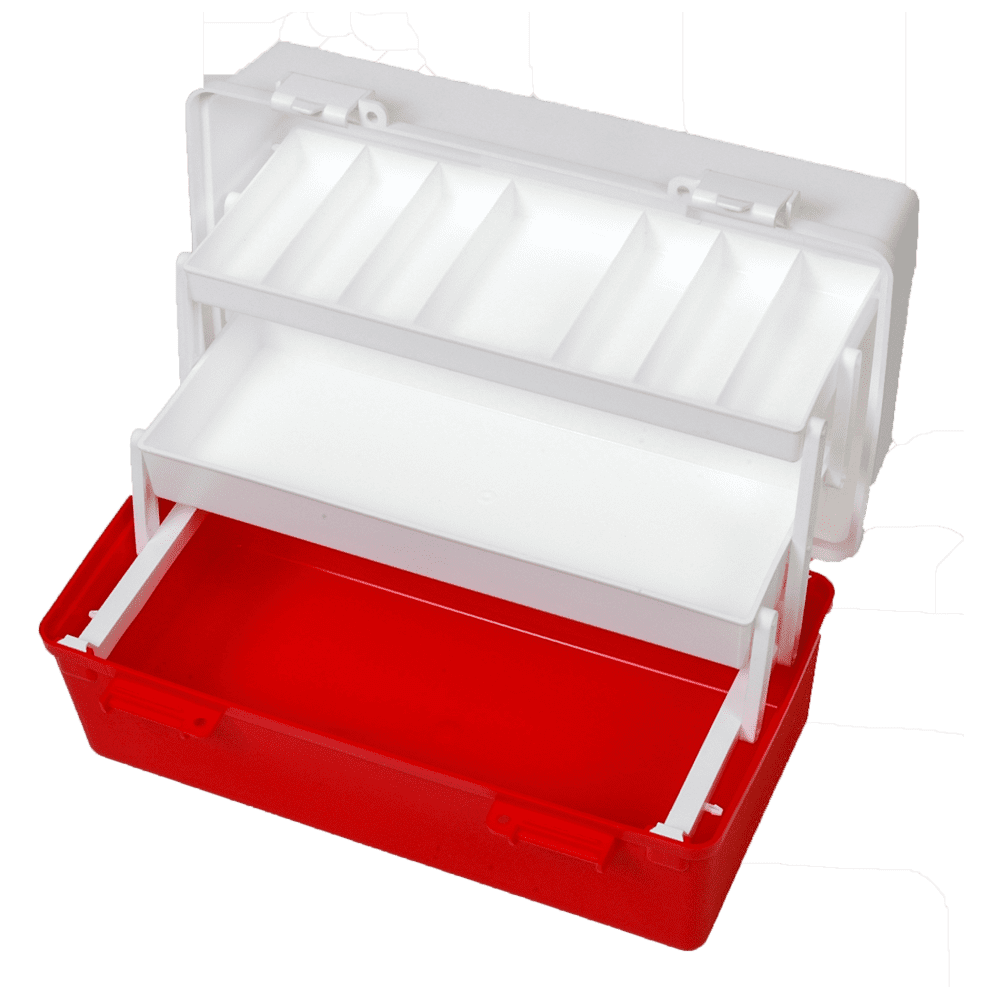 AEROCASE Red and White Plastic Tacklebox with 2 Trays 20 x 40 x 23cm ...