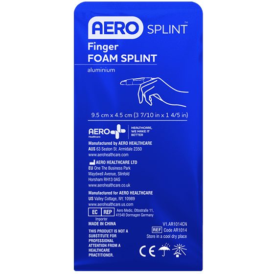 AEROSPLINT Finger Aluminium Foam Splint 9.5 x 4.5cm Aero Healthcare