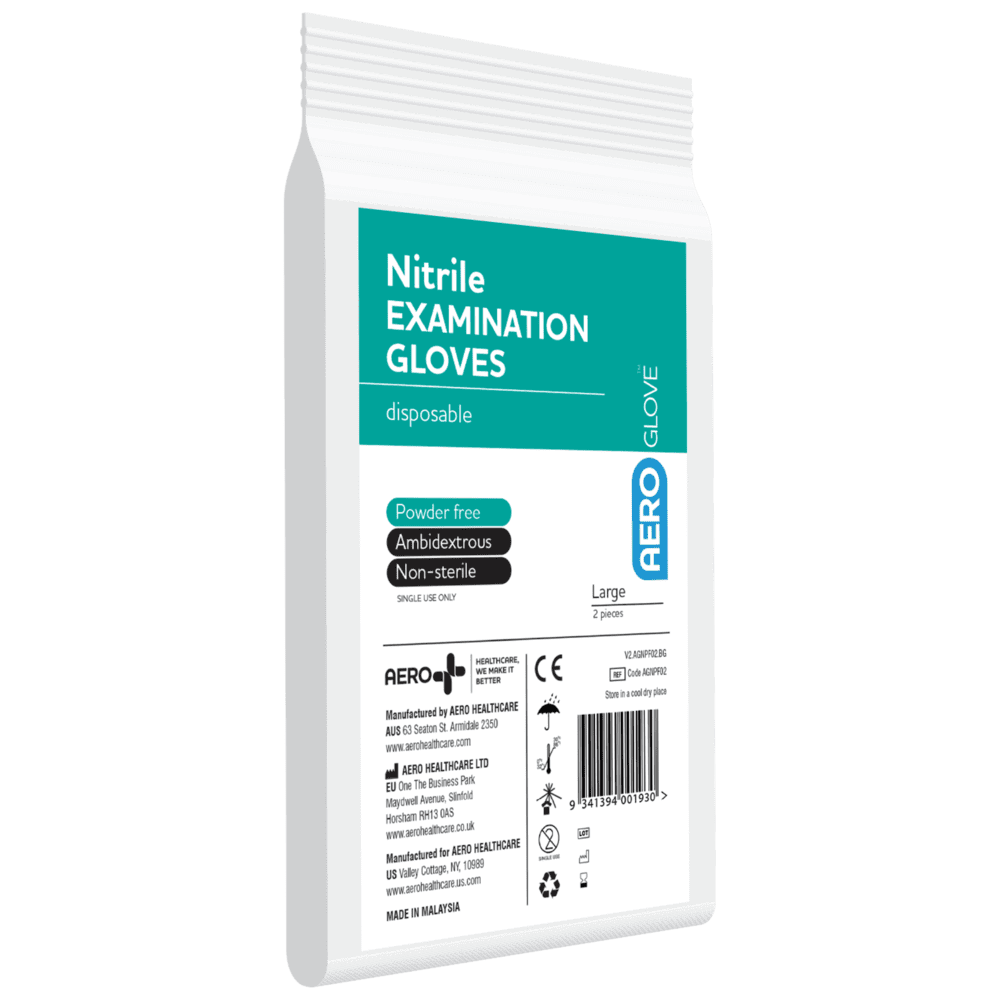 Aeroglove Large Nitrile Powder Free Gloves Pair 2 Aero Healthcare