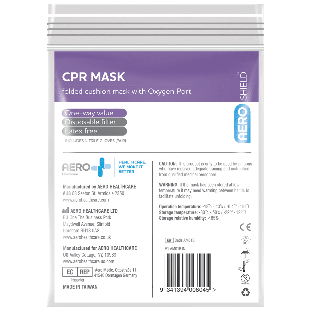 AEROMASK CPR Mask in Clear Bag Aero Healthcare