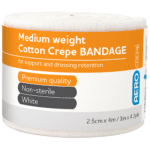 AEROCREPE Medium Cotton Crepe Bandage 2.5cm x 4M Wrap / 12
