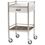 Small Stainless Steel Trolley with Drawer 50 x 50 x 97cm