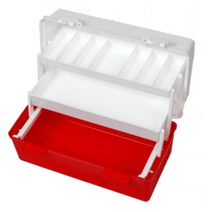 AEROCASE Red and White Plastic Tacklebox with 2 Trays