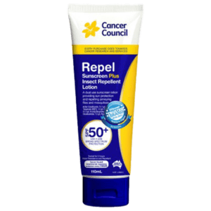 CANCER COUNCIL SPF50+ Repel Sunscreen+Insect Repellent Tube 110mL (GST Free)