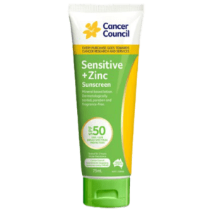 CANCER COUNCIL SPF50 Sensitive+Zinc Sunscreen Tube 75mL