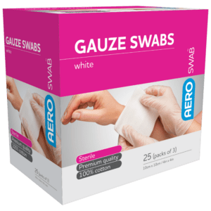 AEROSWAB Sterile White Gauze Swab 10 x 10cm Box/25 (Packs of 3)