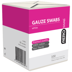 AEROSWAB Non-Sterile White Gauze Swab 7.5 x 7.5cm Pack/100 (8PLY)