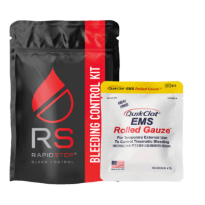 RAPIDSTOP Bleeding Control Kits – Medium, Plastic Pouch, EMS Roll