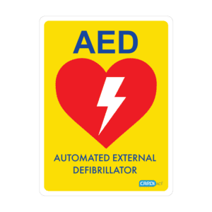 CARDIACT Yellow Poly AED Sign 22.5 x 30cm