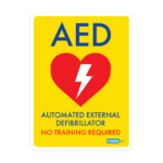 CARDIACT Yellow Poly AED Sign - No Training Required 22.5 x 30cm
