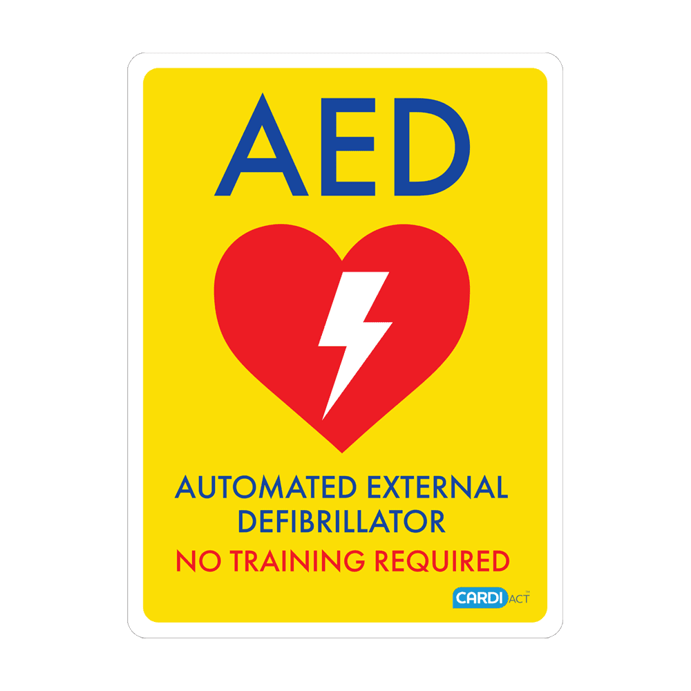 CARDIACT Yellow Poly AED Sign - No Training Required 22.5 x 30cm | Aero ...