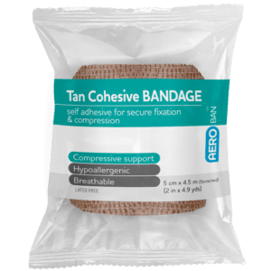 AEROBAN Tan Cohesive Bandage 5.0cm x 4.5M Wrap/12