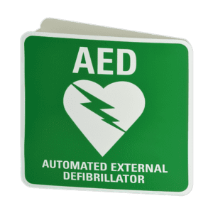 CARDIACT Poly AED Angle Bracket Sign 22.5 x 22.5cm