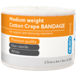 AEROCREPE Medium Cotton Crepe Bandage 2.5cm x 4M Wrap/12