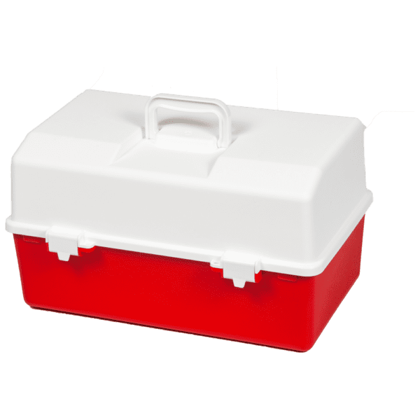 AEROCASE Red and White Plastic Tacklebox with 2 Tray Cantilever 16 x 33 x 19cm - Customers also search for: B1 B1,Conforming Bandage,5cm,3pk,F1 F.A.KIT: CASE PLASTIC FISCHER 1 TRAY GREEN