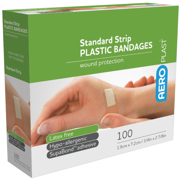 AEROPLAST Plastic Standard Strip 7.2 x 1.9cm Box/100 - Customers also search for: bandaid,Band - Aid 37206127,First Aid Only G155 3/4"x3" Plastic Bandages,100/box,Johnson & Johnson 3720612704 Bandaid Plst Strp 100,Medique 102133 3/4" x 3" Plastic Strip Bandages,Trafalgar 41007 ELASTOPLAST PLASTIC STRIPS PK100,P12 P12,Adhesive Plasters,Plastic,72 x 19mm,100pk,S646 Adhesive Strip Medical Rapaid,S628 Band Aid J3510 Adhesive Bandages Pkt 100,S632 L/Plast S72590-01 Plastic Strips Pkt 100,62610511 Healband Plastic Strips,72x20mm,50's,13010004 Bodichek Strips Plastic 72x20mm Sterile,SB874 Surgical Basics Plastic Strips 75 Per Pack,9300610000000 Fabric 24's,10201002 Plastic Dressing Strips 1.9cm x 7.2cm (100)