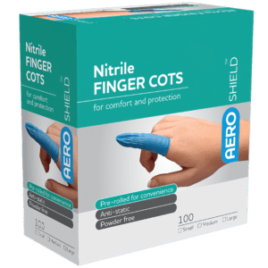 AEROSHIELD X-Large Nitrile Finger Cots Box/100 Customers also search for: Trafalgar 34111 FINGER COTS LATEX SML 100,SB240 Surgical Basics Finger Stall Small