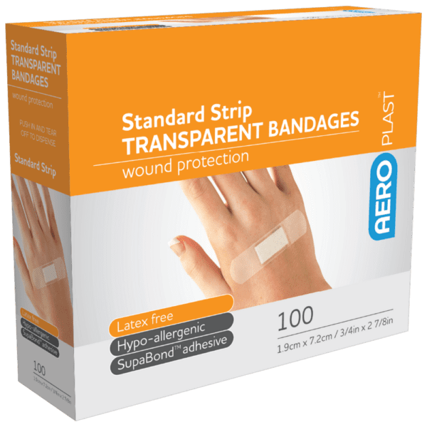 AEROPLAST Transparent Standard Strip 7.2 x 1.9cm Box/100 - Customers also search for: bandaid