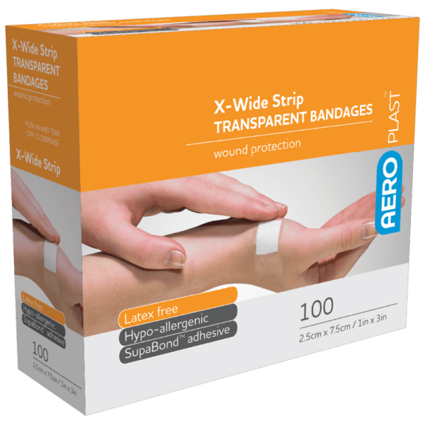 AEROPLAST Transparent X-Wide Strip 7.5 x 2.5cm Box/100 - Customers also search for: bandaid