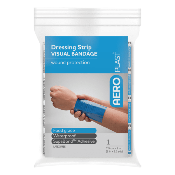 AEROPLAST Premium Visual Dressing Strip 7.5cm x 1M - Customers also search for: bandaid,75Mmx1M Blue Detectable Dressing Strips,13010006 Bodichek Strips Detect Plastic 72x25mm Blue 100's Sterile,10203002 Blue Visual Dressing Strips 7.2cm x 2.2cm (100)