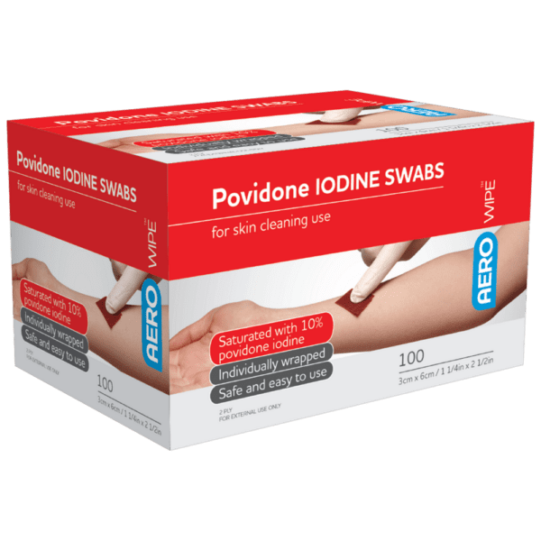 AEROWIPE 10% Povidone Iodine Swabs 60 x 33mm Box/100 - Customers also search for: iodine wipe,First Aiders Choice 871930 Povidone - Iodine Wipes - 100 Pack,Sentry POV001 Povidone Iodine Antiseptic Wipes,pkt-100 Povidone Iodine Wipes Pkt 100,POVIOD Povidone Iodine Wipes  Box 100,505310 Swabs Iodine -10 pack,SB885 Surgical Basics Povidone Iodine Wipes Pack Of 30,10101010 Povidone Iodine Swab 6cm x 3.3cm (100),10101008 Povidone Iodine Swab 6cm x 3.3cm (1)