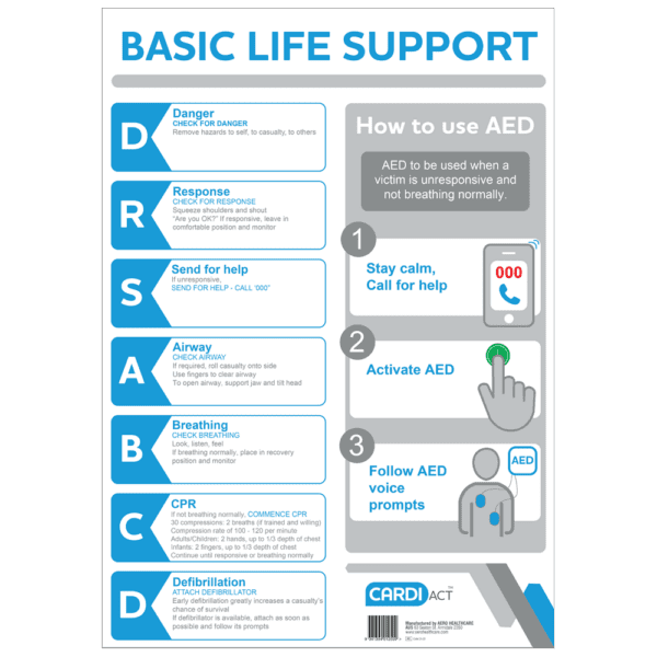 CARDIACT CPR Wall Chart 29.7 x 42cm (A3) - Customers also search for: Trafalgar 844766 First Aid Posters - Workplace Safety Posters (Blue),RD5300 AED CPR Wall Chart,39550 CPR Resuscitation Instructions (A5)-,AEDCA20 AED CPR Wall Chart (A3),388799 Poster First Aid Resuscitation A2