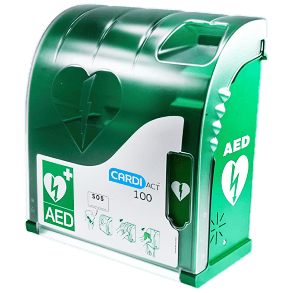 CARDIACT Green Outdoor Connected AED Cabinet 42 x 38 x 15cm