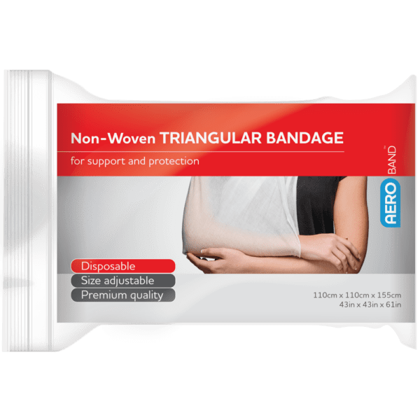 AEROBAND Non-Woven Triangular Bandage 110 x 110 x 155cm Bag/10 - Customers also search for: First Aid Only 4-007-002 40"x40"x56" Non-Woven Triangular Bandage,1/bag,First Aiders Choice 856732 Triangular Natural Cloth Bandage - 110 x 155cm,Livingstone TBP110BL Livingstone Triangular Bandage,Non-Woven,Blue,110 x 110 x 155 cm,Each,Medique 65001 Triangular Bandage Non Sterile w/Pins,Trafalgar 871900 FAC TRIANGULAR BANDAGE DISP 110CMX155CM,Uneedit TBD110,FRB620 Disposable Triangular Bandage,10pk,BDTC11 Calico,ABN10 Triangular Bandage Non-Woven,10106311 S+M Triangular Bandage,10306001 Triangular Bandage Disposable 110cm x 110cm