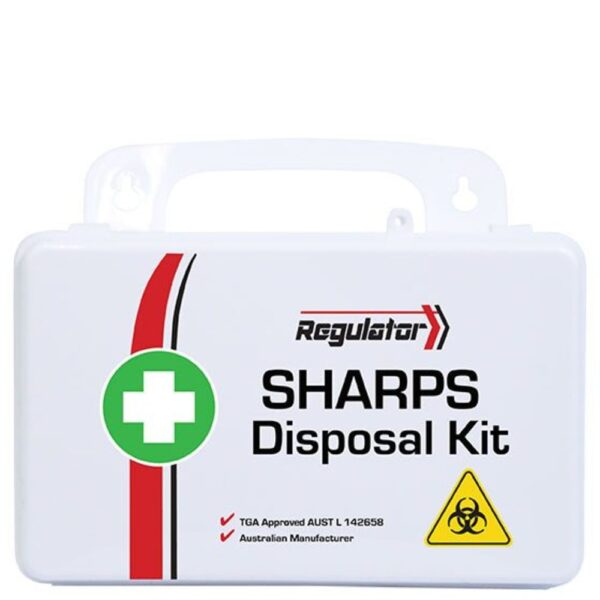 REGULATOR Sharps Disposal Kit 21 x 7.5 x 13cm - Customers also search for: First Aiders Choice 856593 Sharps Clean Up Kit,Sharps Kit A13190 Sharps Clean Up Kit,FADS22 Deluxe Sharps Kit,Plastic Portable,F121-SRK F.A.KIT: SHARPS KIT REMOVAL DELUXE COMPLETE,F121-TSK F.A.KIT: SHARPS KIT REMOVAL STANDARD COMPLETE