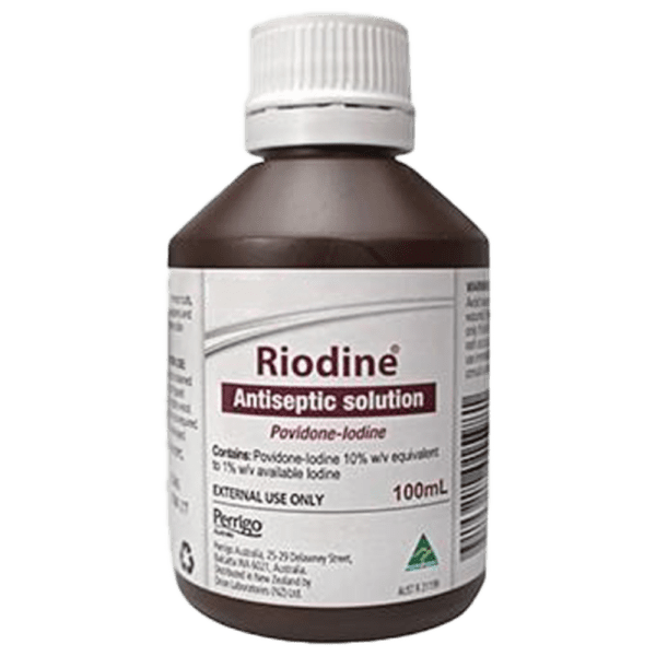 RIODINE 10% Povidone Iodine Solution 100ml - Customers also search for: Antiseptics 31019 Betadine Antis Topical Soln 15ml,Orion RIO01561 Orion Riodine 10pct Povidone Iodine Antiseptic Solution,15ml Bottle,Schedule 0,Each,01700A Betadine Liquid 15ml