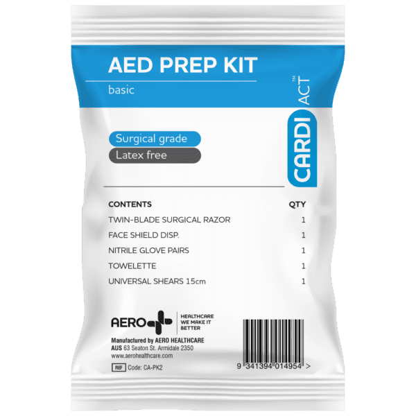 CARDIACT AED Basic Prep Kit 12.5 x 20.5cm - Customers also search for: AED Prep Kit A48137 AED Prep Kit,Trafalgar 102589 AED Prep Kit,RDP900 AED Premium Prep Kit,08DBKA-AED Defib/AED Prep Pack,11302001 Defibrillator (AED) Premium Prep Kit,878978 AED Prep Kit