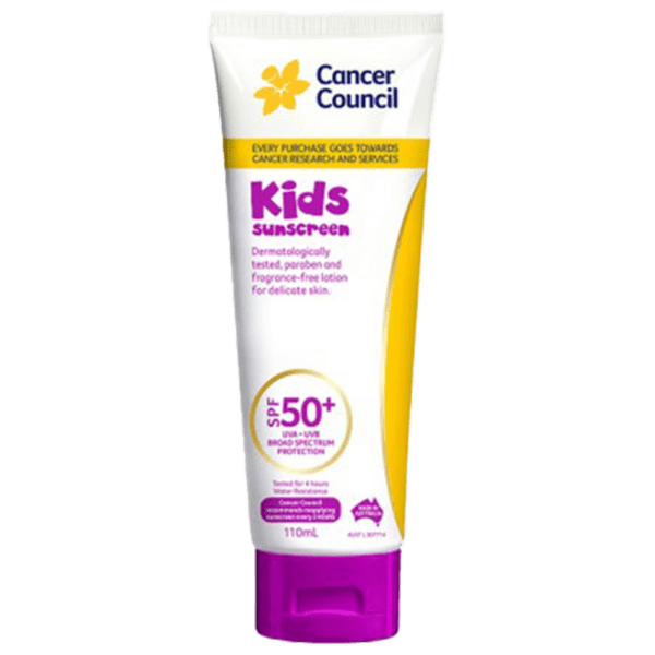 CANCER COUNCIL SPF50+ Kids Sunscreen Tube 110mL - Customers also search for: A50616 Ultra Protect SPF50+ Sunscreen Bundle,11502016 Hamilton Sunscreen 50+ 1L