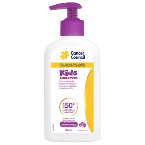 CANCER COUNCIL SPF50+ Kids Sunscreen Pump 200mL - Customers also search for: A50616 Ultra Protect SPF50+ Sunscreen Bundle,11502016 Hamilton Sunscreen 50+ 1L