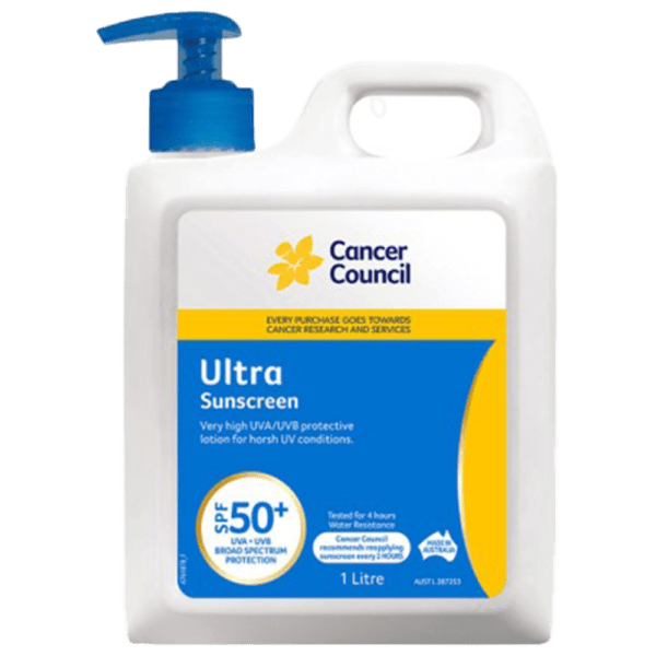 CANCER COUNCIL SPF50+ Ultra Sunscreen Pump 1L - Customers also search for: A50616 Ultra Protect SPF50+ Sunscreen Bundle,11502016 Hamilton Sunscreen 50+ 1L