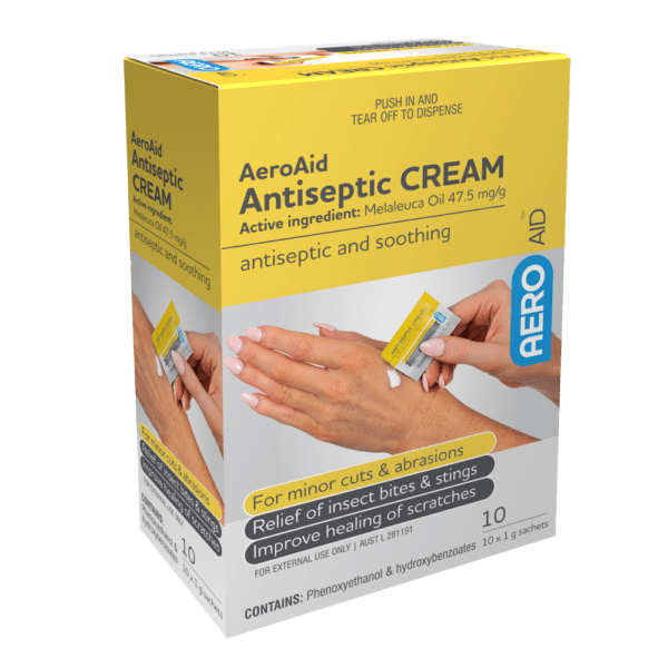 AEROAID Antiseptic Cream Sachet 1g Box/10 - Customers also search for: Aeroaid RAPCRM01A Aero Aid Antiseptic Cream,Tea Tree Melaleuca Oil,1 Gram,Each,Brave Nature 879860 Brave Nature Antiseptic and Itch Relief Cream 1g Sachet pack of 10,Trafalgar 879860 Brave Nature Antiseptic and Itch Relief Cream 1g Sachet pack of 10,FRS030-A Antiseptic Cream,1g Sachet,500pk,of-10 Brave Nature Antiseptic and Itch Relief Cream 1g Sachet pack of 10,A508 Itch Relief Sachet pk5,09853A Itch Relief Sachet (1),A517 Itch Relief Sachet pk10,SAVRC1 Antiseptic,10103001 Antiseptic Cream Sachet 1g (1)