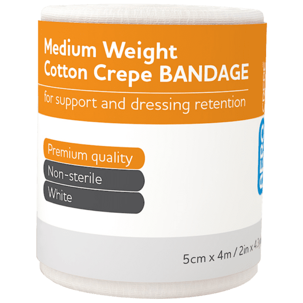 AEROCREPE Medium Cotton Crepe Bandage 5cm x 4M Wrap/12 - Customers also search for: baremedical 2309125 Bandage Crepe 10Cm X 1.5M Cotton White N/S Unstretched,Lymphlex LOR003 Lymphlex Short Stretch Compression Bandage,MEDICREPE ACC004 MEDICREPE Cotton Crepe Bandage  Unstretched,Sentry ACC001,Surviv-A-Wrap CRBW100S Surviv-a-wrap Crepe Bandage,Medium Weight,10cm x 4 metres,Wrinkled,12 per Pack,Surviv-A-Wrap CRBW100SL Surviv-a-wrap Crepe Bandage,Loose Roll Only,SURVIVAL CREPE Pressure bandage,medium weight,10cm x 1.8m unstretched,Trafalgar 856723 Medium Support Crepe Bandages - 10cm x 2m,Universal Choice CRBW100UB1L Universal Crepe Bandage,10cm x 1.8m Unstretched,4m Stretched,Loose,A37607 First Aiders Choice Fac Medium Support Crepe Bandage W10cm,21230 Crepe Medium 10cm x 2m,1060 Heavy Crepe Bandage -10cm x 1.5m,1085 Medium Crepe Bandage -10cm x 1.5m,12604213 Healband Crepe Bandage Medium Cotton,SB665 Surgical Basics Crepe Bandage 10cm X 1.6m,10301014 Crepe Bandage Medium 10cm