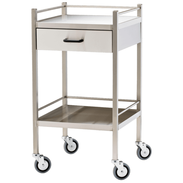 Small Stainless Steel Trolley with Drawer 50 x 50 x 97cm - Customers also search for: Trafalgar 870654 Dressing Trolley with Drawer,FAT521 Stainless Steel Trolley