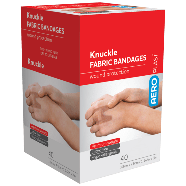 AEROPLAST Premium Fabric Knuckle Dressings 7.5 x 3.8cm Box/40 - Customers also search for: bandaid,fabric strip,First Aid Only H119 3/4"x3" Heavy Woven Fabric Bandages,100/box,Medique 61433 7/8" x 3" Flexible HW Strip Bandages,Trafalgar 42510 ELASTOPLAST FABRIC STRIPS PK100,P13 P13,Adhesive Plasters,Fabric,72 x 19mm,100pk,44003 Bandaid  Dressing Strip 7.5cm x 1m,BAF501 AEROPLAST Fabric Dressing Strips 100 pack