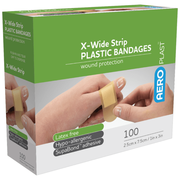 AEROPLAST Plastic X-Wide Strip 7.5 x 2.5cm Box/100 - Customers also search for: bandaid,Band - Aid 37206127,First Aid Only G155 3/4"x3" Plastic Bandages,100/box,Johnson & Johnson 3720612704 Bandaid Plst Strp 100,Medique 102133 3/4" x 3" Plastic Strip Bandages,Trafalgar 41007 ELASTOPLAST PLASTIC STRIPS PK100,P12 P12,Adhesive Plasters,Plastic,72 x 19mm,100pk,S646 Adhesive Strip Medical Rapaid,S628 Band Aid J3510 Adhesive Bandages Pkt 100,S632 L/Plast S72590-01 Plastic Strips Pkt 100,62610511 Healband Plastic Strips,72x20mm,50's,13010004 Bodichek Strips Plastic 72x20mm Sterile,SB874 Surgical Basics Plastic Strips 75 Per Pack,9300610000000 Fabric 24's,10201002 Plastic Dressing Strips 1.9cm x 7.2cm (100)