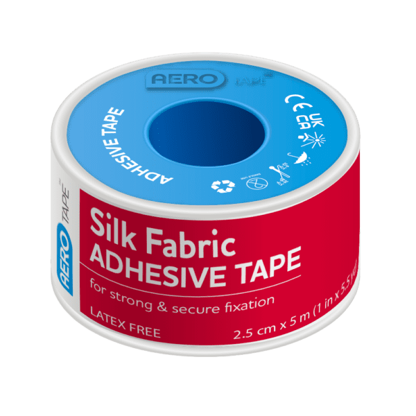 AEROTAPE Silk Fabric Adhesive Tape 2.5cm x 5M - Customers also search for: Essity 01521-00 L/Plast 1521 Plast 1.25cmx5m,Smith & Nephew 36361510 Primatape Tape 1.25cm x5m,Trafalgar 41021 LEUKOSILK TAPE 1.25CMX5M,1126 Surgical Tape 1.25cm x 9m,10401010 Leukosilk Tape 1.25cm