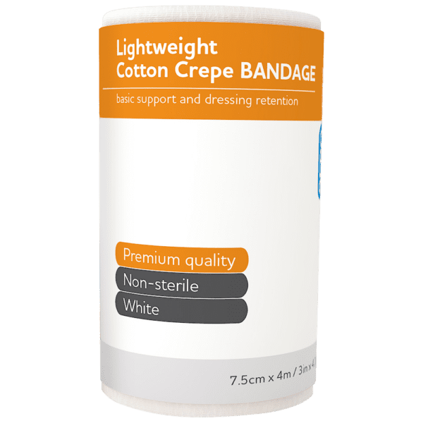 AEROCREPE Light Cotton Crepe Bandage 7.5cm x 4M Wrap/12 - Customers also search for: Livingstone CRBW100LL Livingstone Crepe Bandage,Medium Weight,10cm x 4 metres,Wrinkled,100 Percent Cotton,Loose Roll Only,Livingstone CRBW100L Livingstone Crepe Bandage,12 per pack,MEDICREPE ACL004 MEDICREPE Cotton Crepe Bandage  Unstretched,MEDICREPE ACS004 MEDICREPE Cotton Crepe Bandage  Unstretched,MedStock MS10LCB MedStock LghtCrepeBand 10cmx1.6mx12,10104413 S+M Elastic Crepe Bandage Light