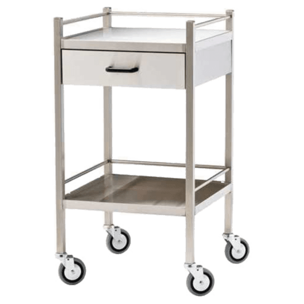 Medium Stainless Steel Trolley with Drawer 60 x 50 x 97cm - Customers also search for: Trafalgar 870654 Dressing Trolley with Drawer,FAT521 Stainless Steel Trolley