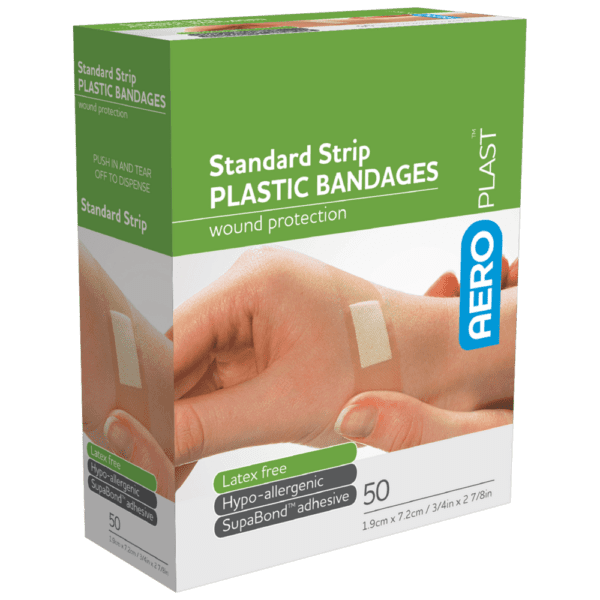 AEROPLAST Plastic Standard Strip 7.2 x 1.9cm Box/50 - Customers also search for: bandaid,Band - Aid 37206127,First Aid Only G155 3/4"x3" Plastic Bandages,100/box,Johnson & Johnson 3720612704 Bandaid Plst Strp 100,Medique 102133 3/4" x 3" Plastic Strip Bandages,Trafalgar 41007 ELASTOPLAST PLASTIC STRIPS PK100,P12 P12,Adhesive Plasters,Plastic,72 x 19mm,100pk,S646 Adhesive Strip Medical Rapaid,S628 Band Aid J3510 Adhesive Bandages Pkt 100,S632 L/Plast S72590-01 Plastic Strips Pkt 100,62610511 Healband Plastic Strips,72x20mm,50's,13010004 Bodichek Strips Plastic 72x20mm Sterile,SB874 Surgical Basics Plastic Strips 75 Per Pack,9300610000000 Fabric 24's,10201002 Plastic Dressing Strips 1.9cm x 7.2cm (100)